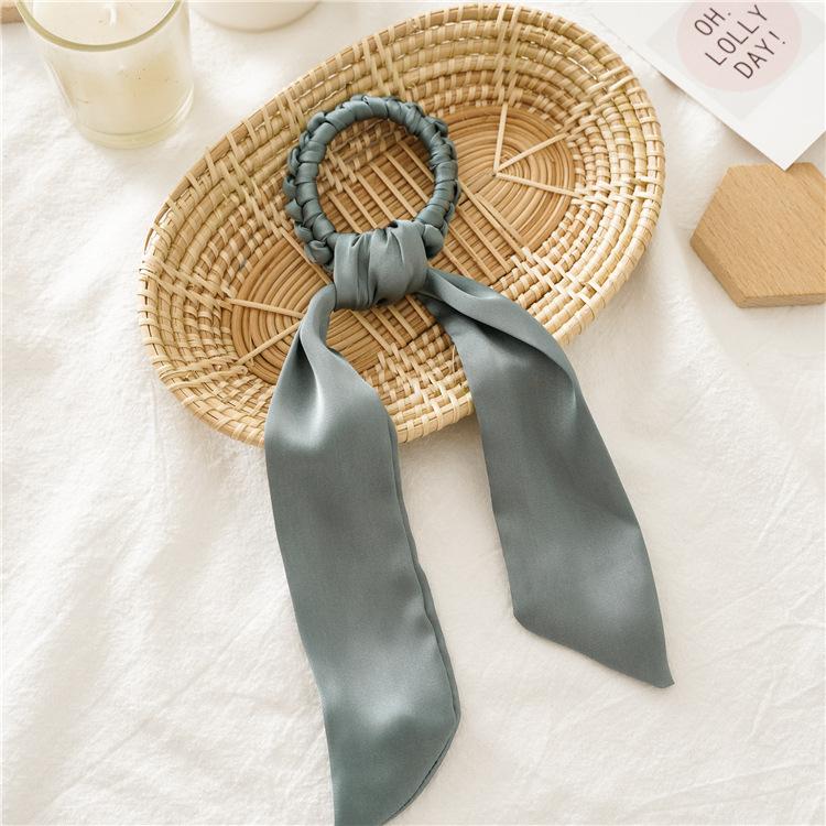 

1pc DIY Solid Weave Bow Satin Long Ribbon Ponytail Scarf Hair Tie Scrunchies Women Girls Elastic Hair Bands Hair Accessories