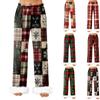 Women's Fashionable Casual Trousers, Plaid Print Trousers