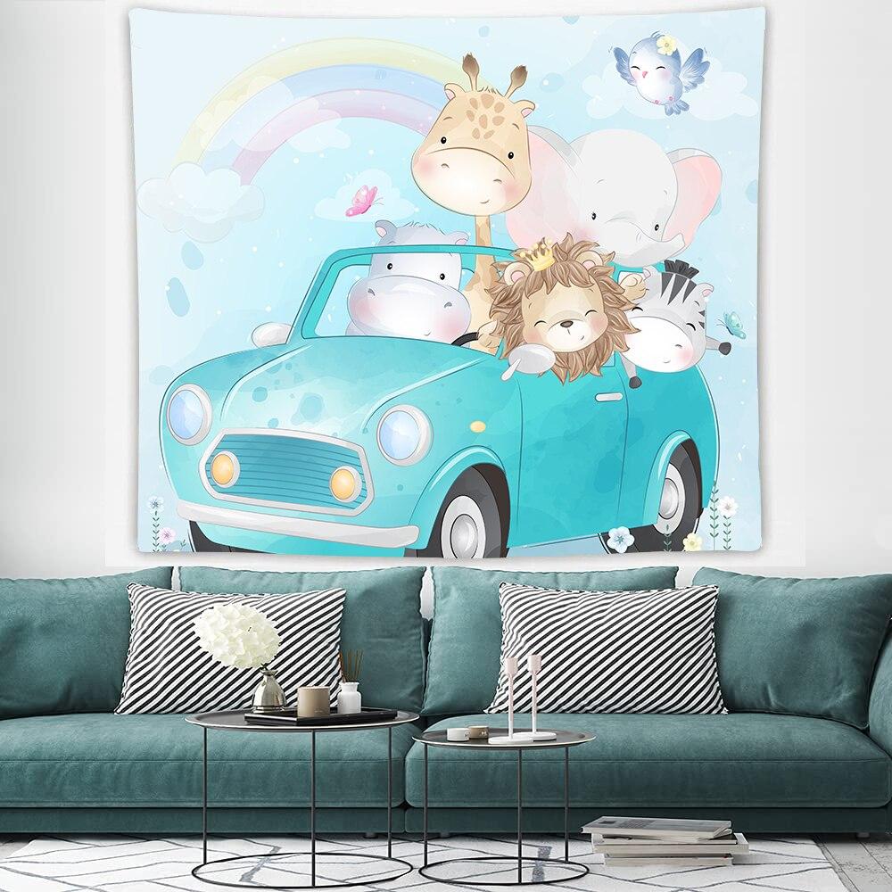 Cartoon Animal Tapestry For Children Boy Girl Bedroom Decoration Birthday Gift Cute Swan Bear Wall Hanging Kawaii Wall Tapestry