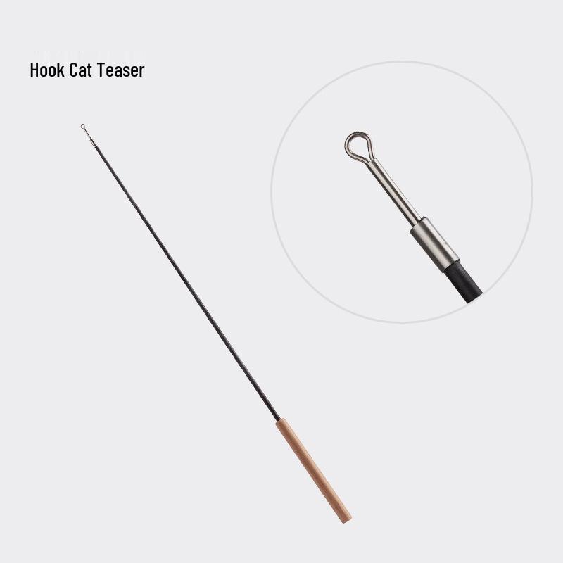 Retractable Cat Fishing Rod with Feather Teaser and Bite-Resistant Replacement Head for Self-Play and Boredom Relief.