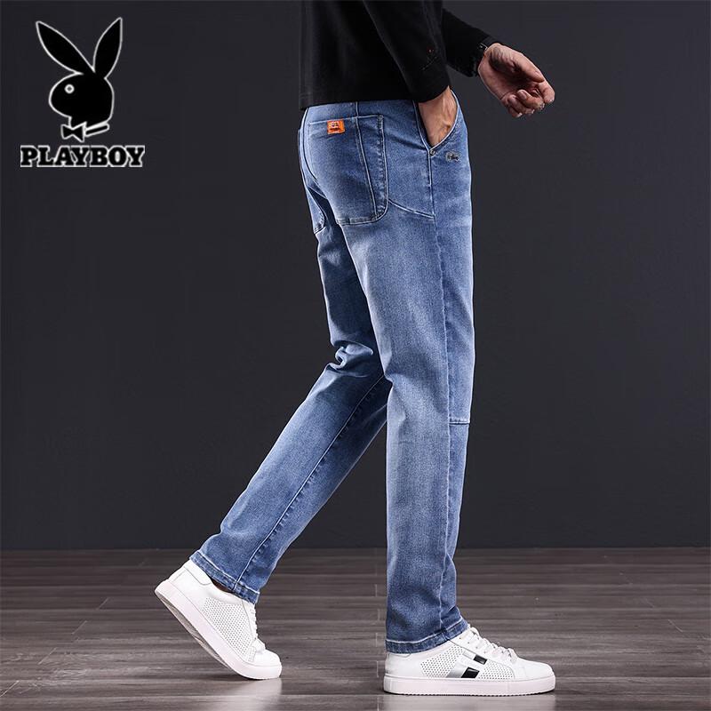 Playboy Men's Slim Fit Straight Leg Stretch Jeans