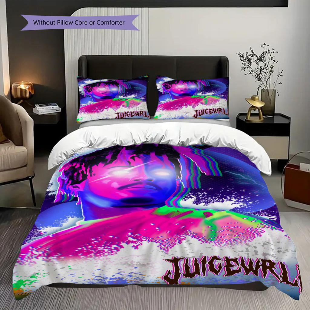 Juice Wrlds Neon Legacy Three-piece set (1 * duvet cover + 2 * pillowcase, without core) 2D Flat Bedding set Christmas birthday gift