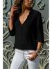 Autumn Winter Fashion Womens Chiffon Shirt Long Sleeves Deep V Neck