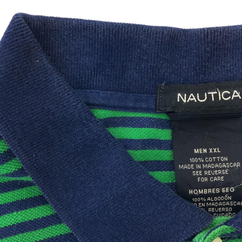 NAUTICA Border Pattern Short sleeve Polo shirt XXL Green x navy Biggs Men's Used