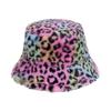 2025 Autumn and Winter Bucket Hat Foreign Trade Imitation Rabbit Fluffy Hat Trend Shows Small Face Color Leopard Print Warm Basin Hat Female
