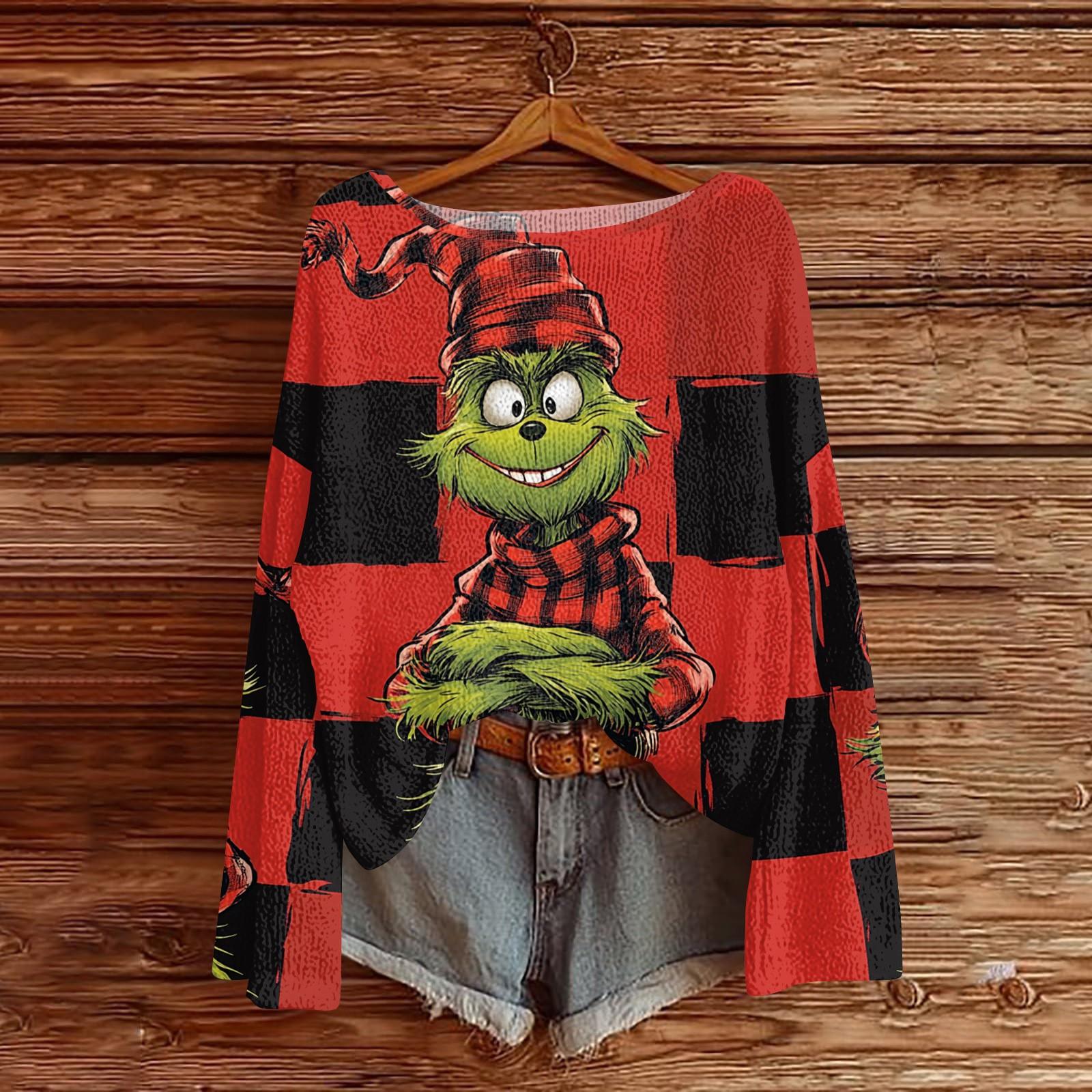 

Женские осенние свитера с длинным рукавом, топы с принтом, пуловеры, свободная нарядная повседневная базовая одежда XL арбуз красный