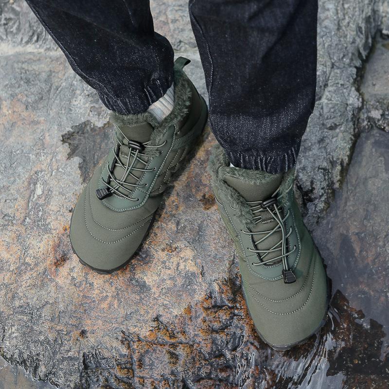 Fünf-Finger-Baumwollschuhe rutschfeste Paar-Wanderschuhe warme mittelhohe verschleißfeste Wollstiefel Herren- und Damen-Outdoor-Kaltwanderschuhe