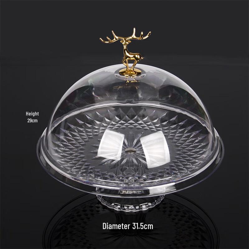 Transparent Dustproof Fruit & Snack Serving Plate with Lid 30cm Plate with Lid