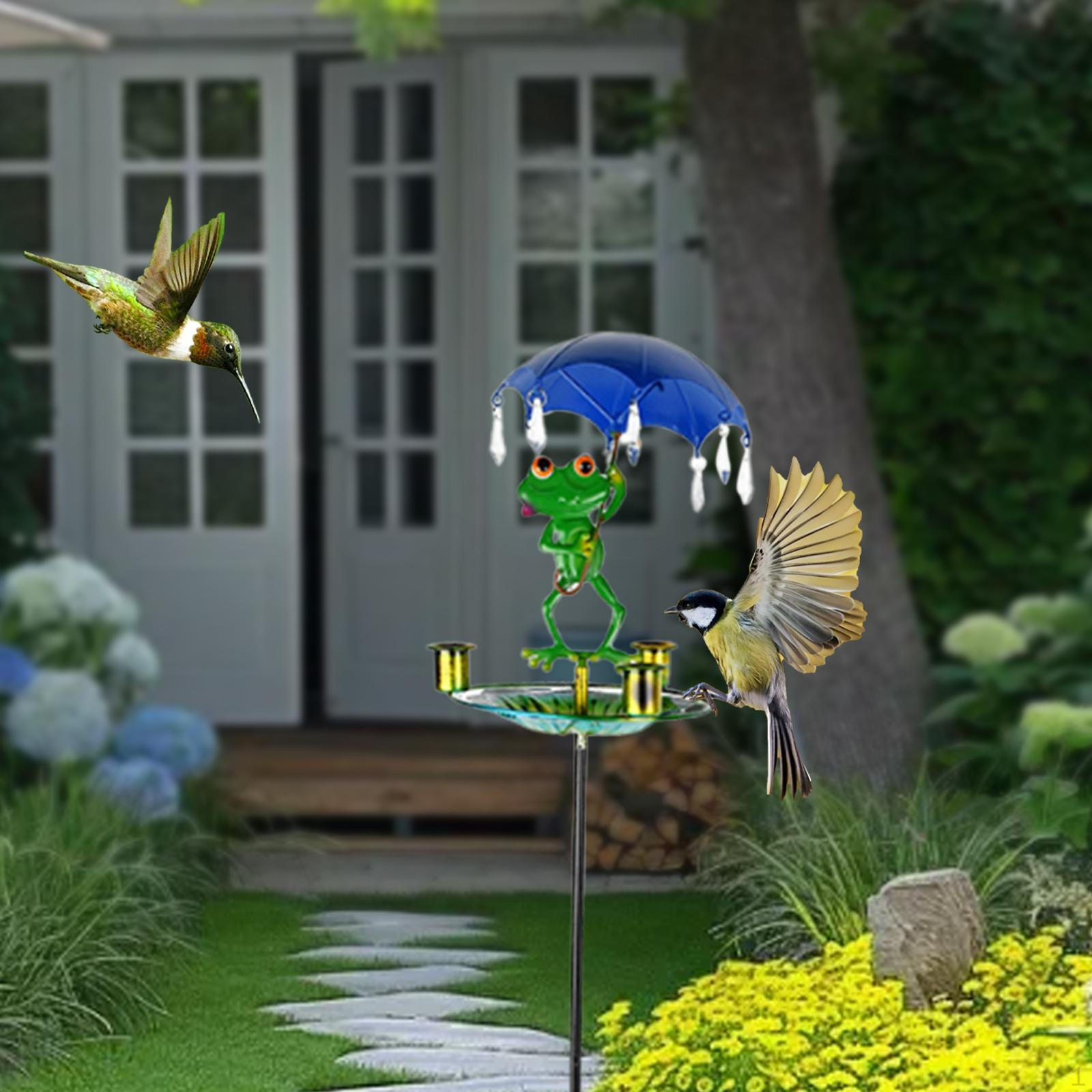 

Металлическая кормушка для птиц, кормовая станция, фигурка лягушки, устойчивая поилка, миска, кормушка для птиц со стойкой