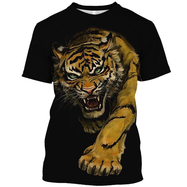 Tiger Grafik T Shirt Für Männer 3D Print Kurzarm Schwarz Tops Mode Herren Kleidung Männlich Atmungsaktive Sweatshirt Sommer Streetwear