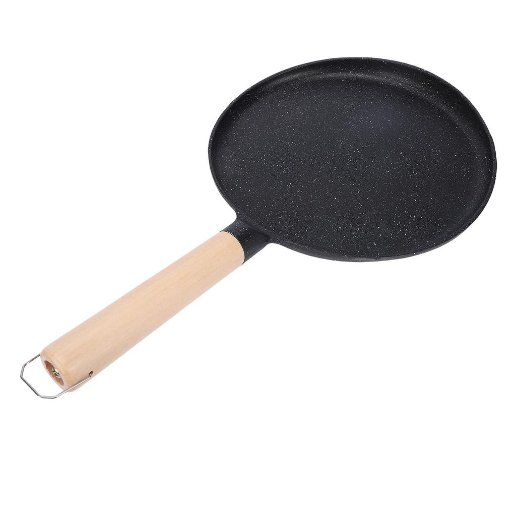 Pancake Griddle Anti Stick Coated Aluminum Alloy Flat Skillet with Wood Handle for Tortilla Roti Indian Pancake