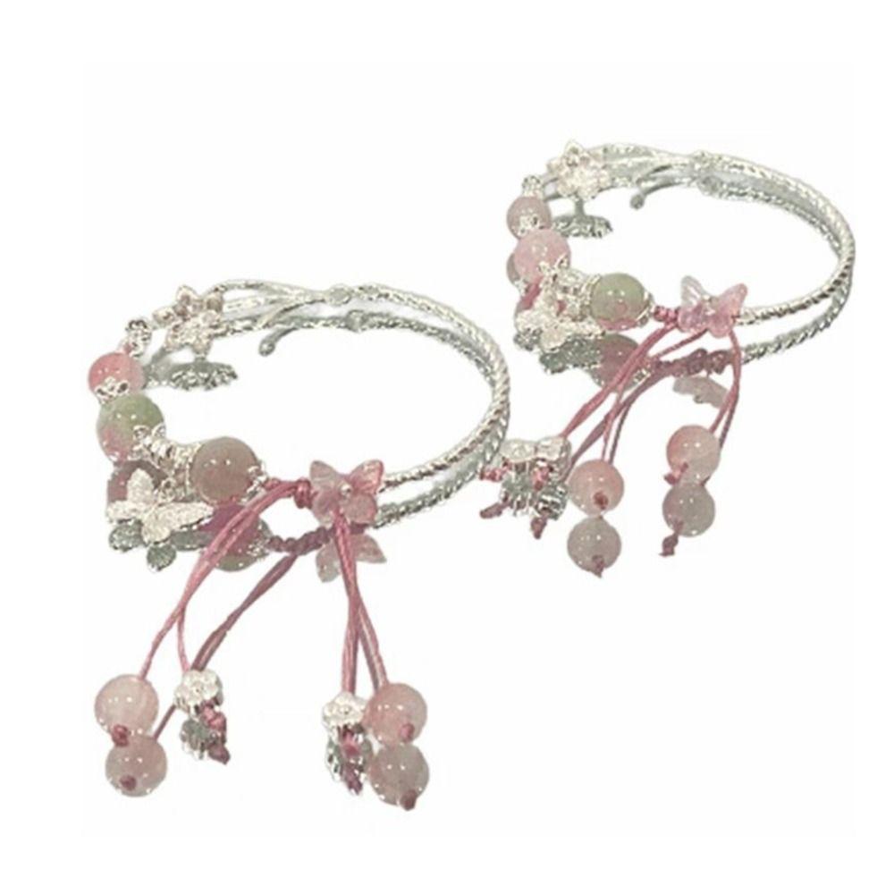 Beads Chinese Style Bracelet Butterfly Women Hand Chain Cute Lotus Charm Bracelet  Women