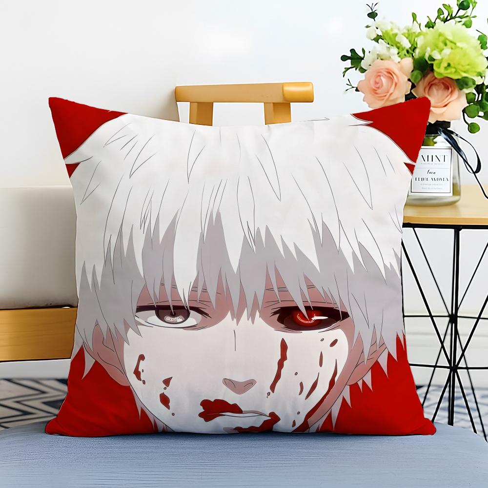 TTokyo Ghoul Cushion Cover Washable Linen Pillowcase Soft for Sofa Bed Cozy Home Room Decor