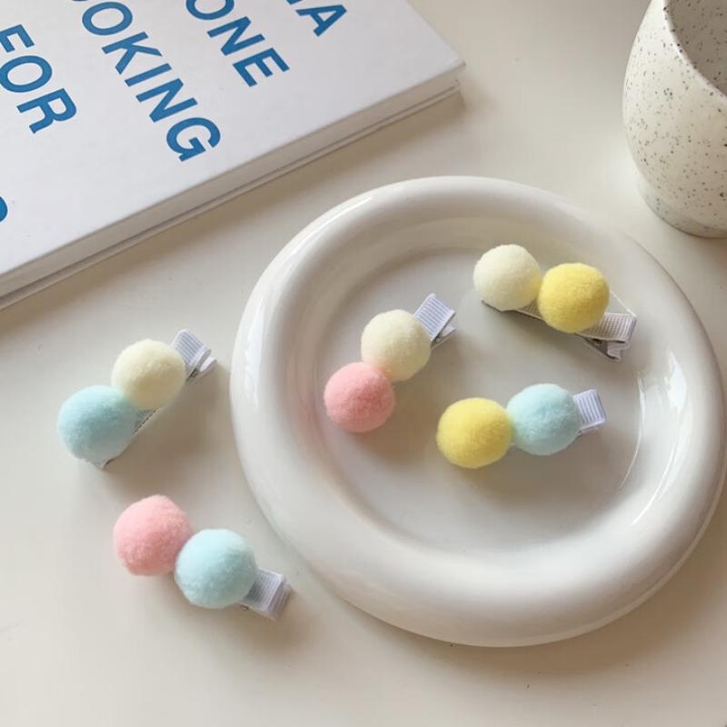 1 PCS Cute-style Creamy-colored Sweet Girlish Pom-pom Color-blocking Hairpins Bang Clips and Side Clips for Stray Hairs Cartoon
