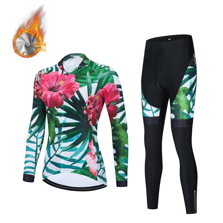 2026 Autumn and Winter Fleece Mountain Bike Suit Bicycle Clothes Road Bike Long Sleeve Cycling Suit Equipment S