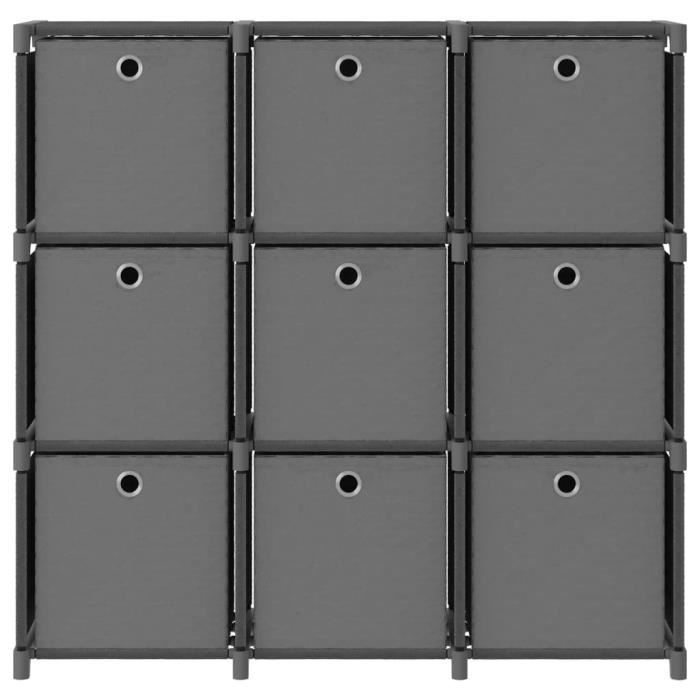 VidaXL Étagère à 9 cubes avec boîtes Gris 103x30x107,5 cm Tissu