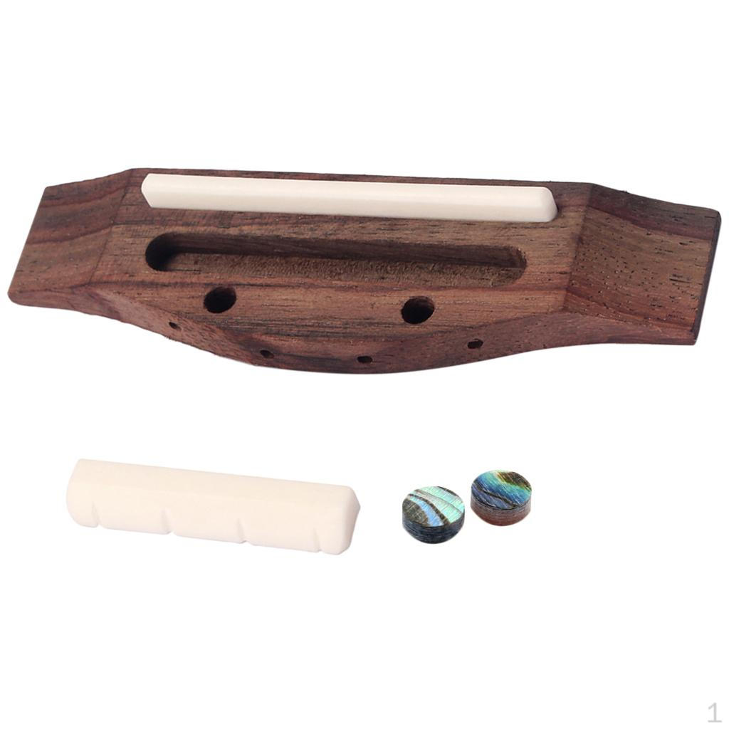 Rosewood Bridge w/ Saddle Nut Shell Dot for 4 String Guitar
