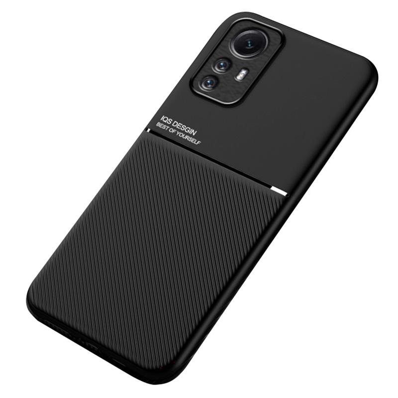 For Xiaomi Redmi Note 12S 4G Lines Imprinted PU Leather+TPU Case Magnetic Car Mount Phone Cover