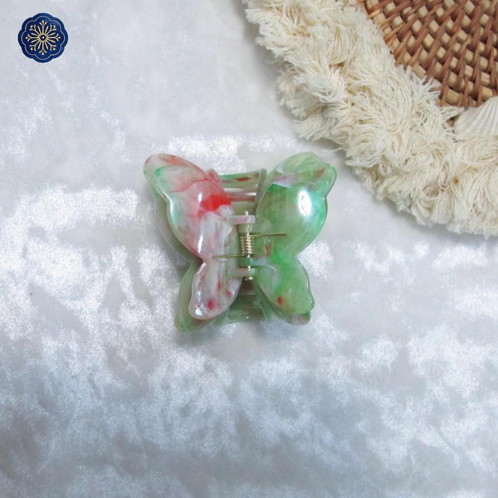 Gradient Butterfly Claw Hair Clip - Fashionable Marble Texture Updo Accessory