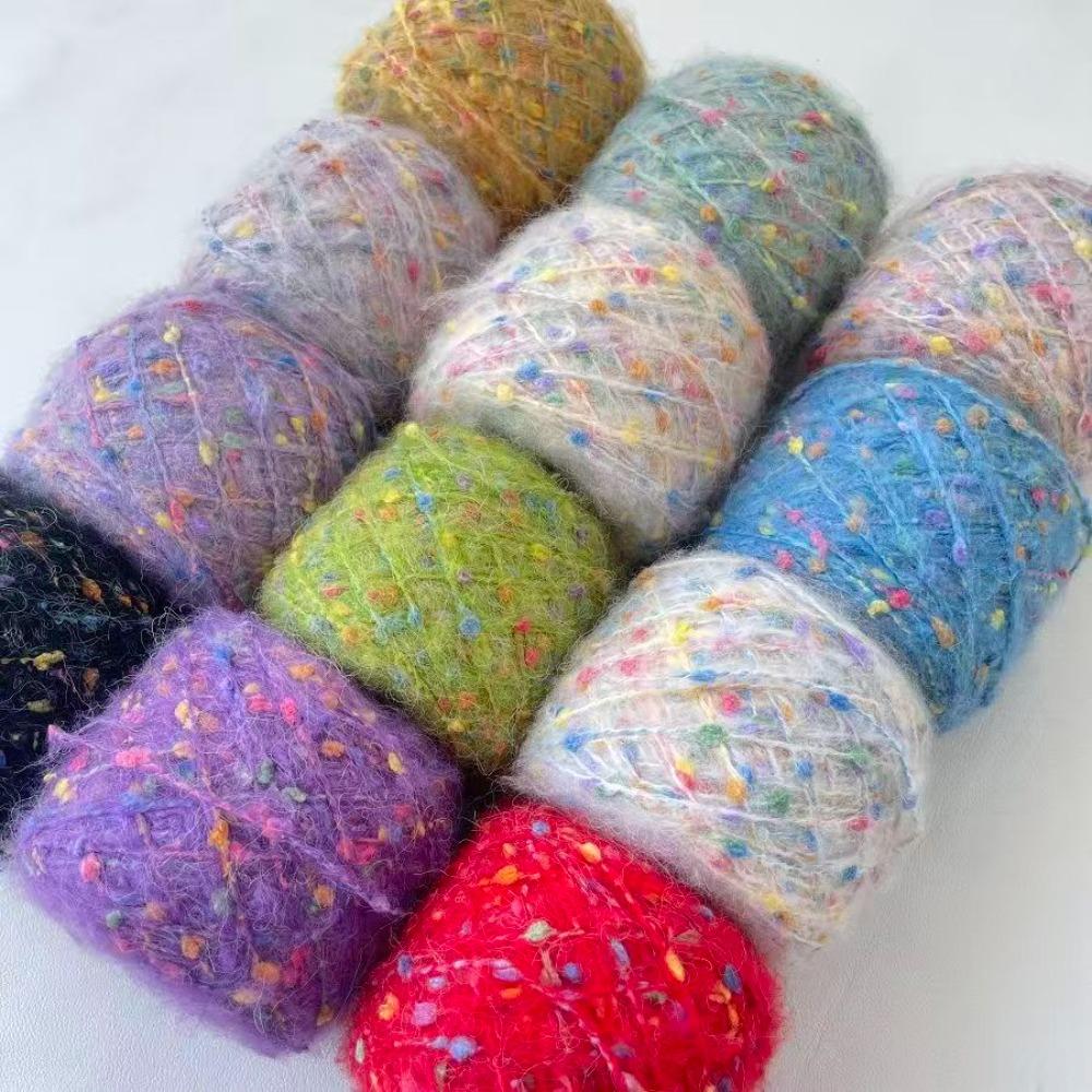 50g/2ks Ručně míchaná příze z mohéru Duhová fazolka Cukrová pletená nit DIY Háčkovací příze Kulička Šála Svetr Čepice Taška Pletací potřeby