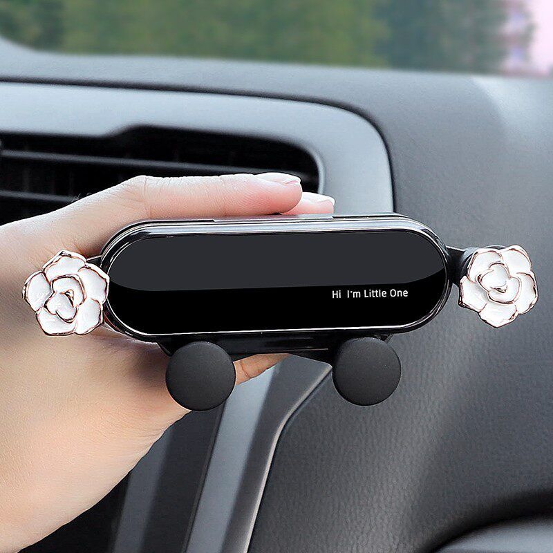 Cute Car Phone Holder for Navigation, Goddess Style Car Air Vent Phone Mount White Rose [Mirror Style]