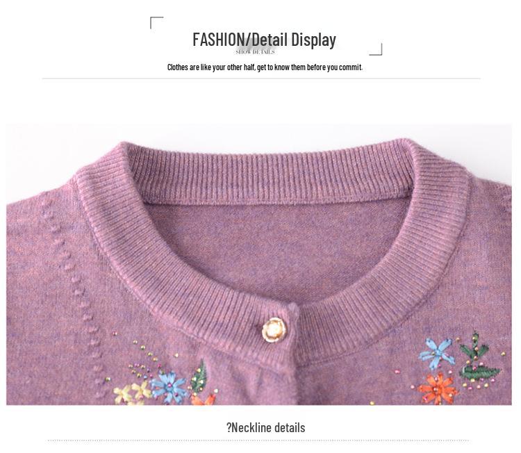 Wool Cardigan for Middle-aged and Elderly Women: Spring & Autumn Knitted Jacket