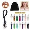 20-Pack Hexagonal Crystal Pendants - Colorful Gemstone Necklaces with Leather Chains and Bonus Storage Bag - Perfect for Fashion & Spiritual Practices