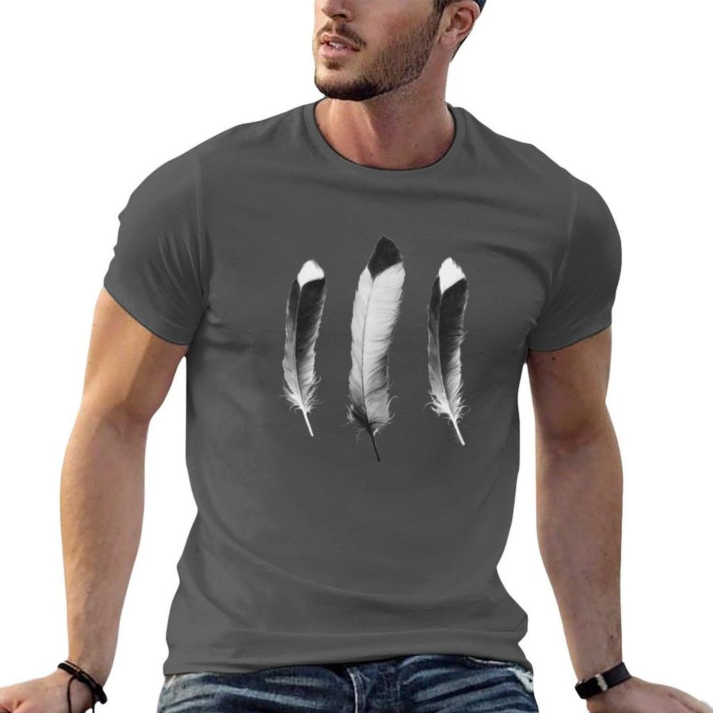 Feathers Sketch TShirt Casual Loose Fit Summer Tee Shirt