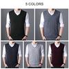 Mens Sweater Autumn Winter Sweater V -Neck Sleeveless Vest Pull Homme Knitted Cashmere Wool Pullover 