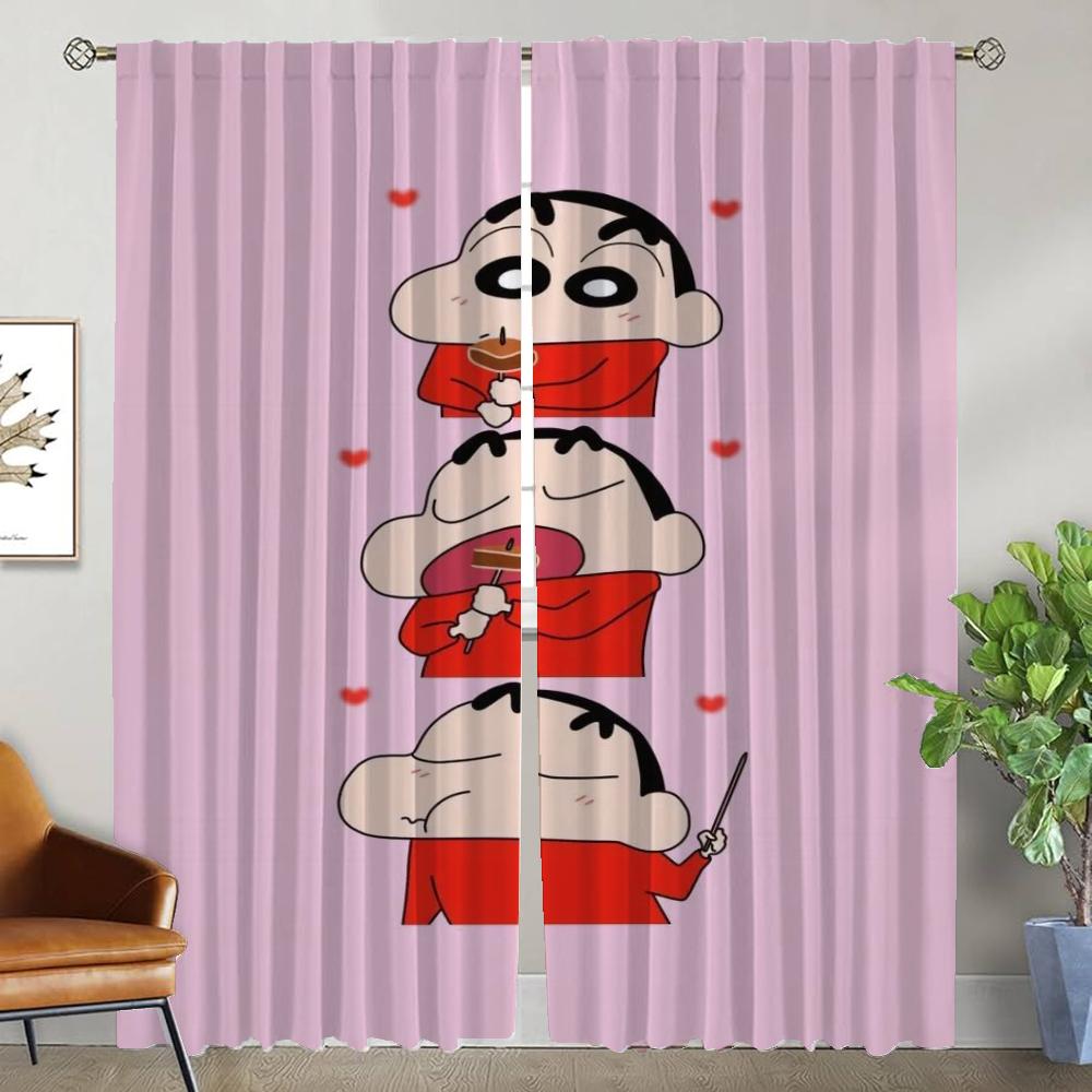 Crayon Shin-chans Blackout Curtains for Camera Living Room Curtain Tulle for Bedroom Partition Home Interior Curtains 2 Pieces
