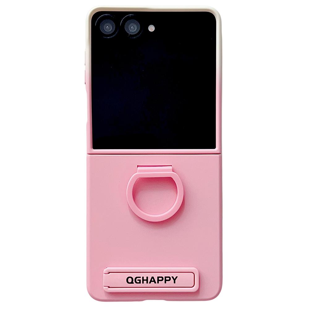 For Samsung Galaxy Z Flip7 5G Case Skin Touch Kickstand PC TPU Phone Cover with Ring Holder