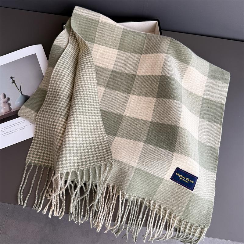 

NEW Luxury Cashmere Women Plaid Scarf Winter Warm Shawl and Wrap Bandana Pashmina Long Tassel Female Foulard Thick Blanket 66x200cm