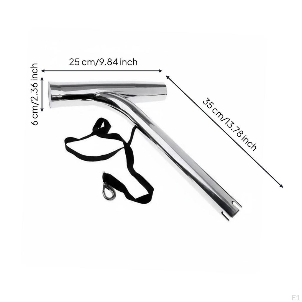 Boat Rod Holder Clamp on Stainless Steel Fishing Pole Socket Rubber Insert Angled Bracket for