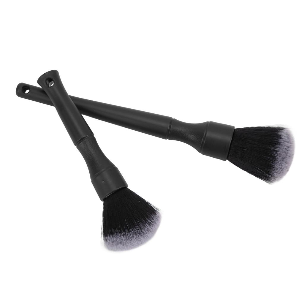 2pcs Soft Car Detailing Brush Set Multi Purpose Automotive Cleaning Brush Universal for AutoBlack
