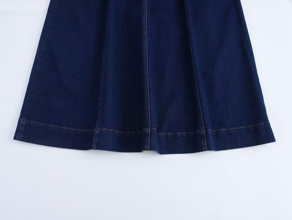 Women's 2025 Spring Sleeveless Denim Midi Dress - Versatile Retro French Style