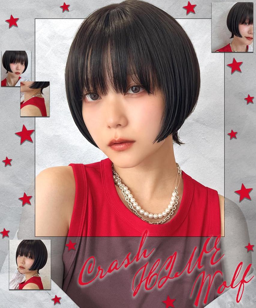 AQUADOLL Short Princess Cut Wolf Wig, Available In Blonde, Black, Brown, and High Tone, Free Size, NC3. Milky Vanilla (wg370NC3)