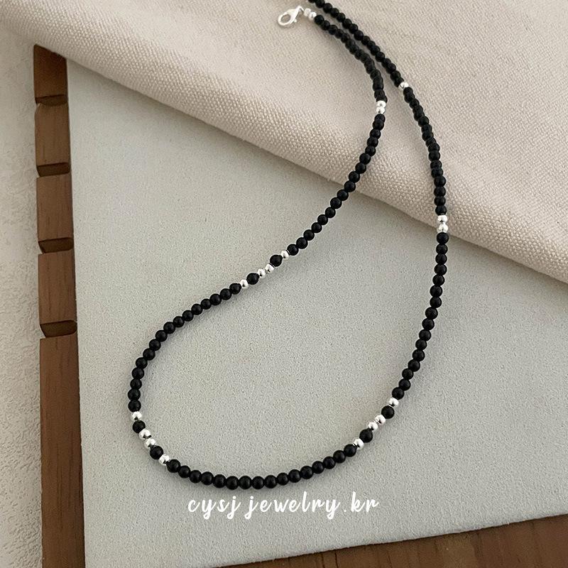 Cui Yan S925 Sterling Silver Korean Fashion Agate & Turquoise Beaded Necklace