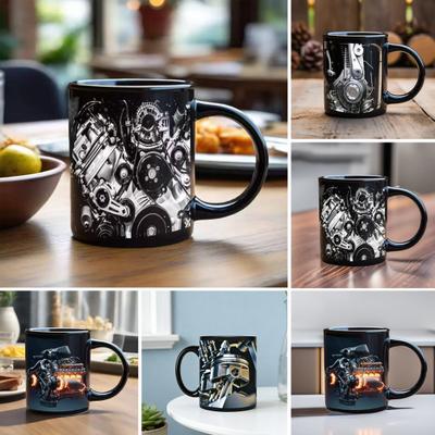 Κούπα με Εκτύπωση 3D Κινητήρα Κεραμική Κούπα Καφέ Ασφαλής για Πλυντήριο Πιάτων & Φούρνο Μικροκυμάτων Εργαστήριο Μηχανικών Ποτήρια Μοναδικό Δώρο για Ενθουσιώδεις Αυτοκινήτων Μηχανικούς