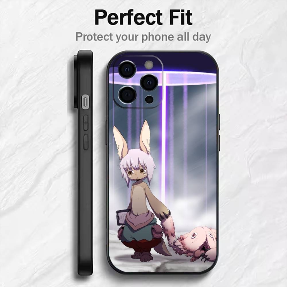 Hergestellt in A-Abyss Nanachi Handyhülle Für iPhone17,16,15,14,13,12 Plus,Max Weiches Silikon Schwarze Hülle