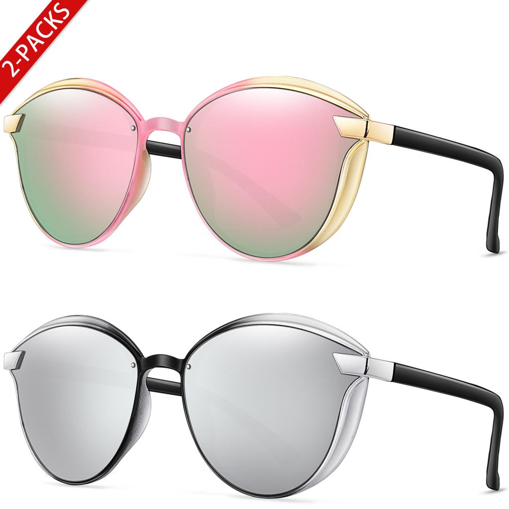 2 Pairs and 6 Pairs Vacation Sun Glasses Plastic Light Classic Oval Eyewear for Women and Men for Outdoor Travel Beach Vocation