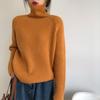 Women's Slim-Fit Ribbed High Neck Sweater - Solid Color Knit Top for Autumn/Winter