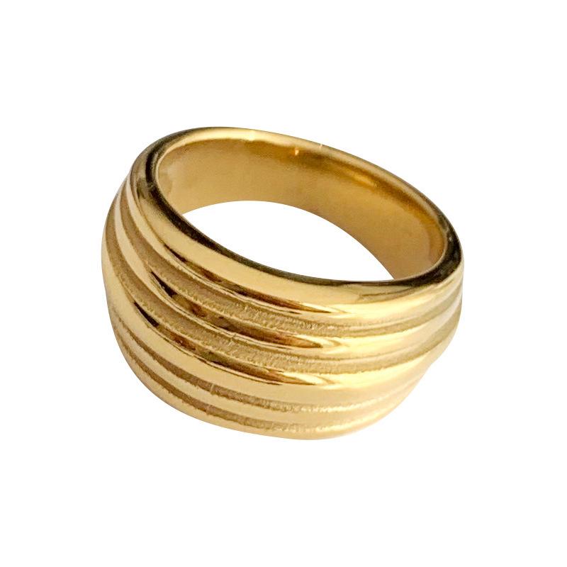 18K Gold-Plated Titanium Steel Multi-Layered Ring - Trendy Cold Style for Women