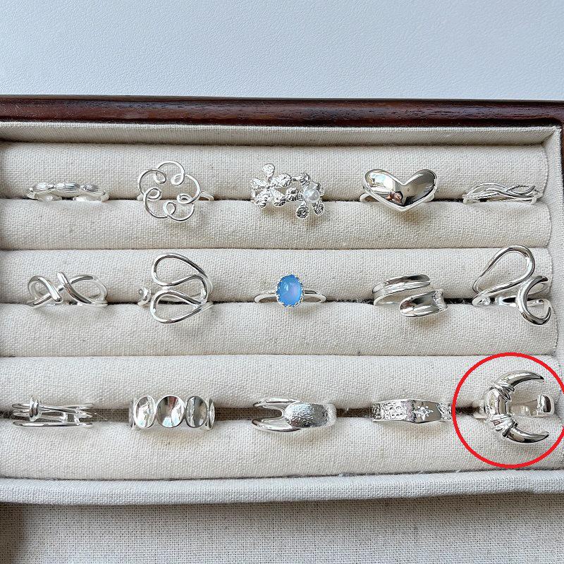 Koreanischer 925 Sterlingsilber Geometrischer Ring: Nicht verblassend, vielseitig, verstellbar, glänzendes Finish für Frauen.