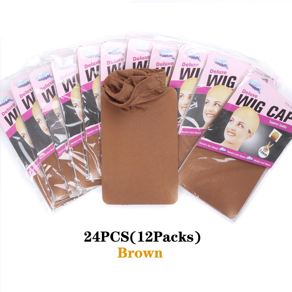 24Pieces (12 Packs) Wig Cap Fashion Stretchable Hair Nets 2Pcs/Pack Stocking Hair Cap Free Size Nylon Mesh Wig Net Free 2028