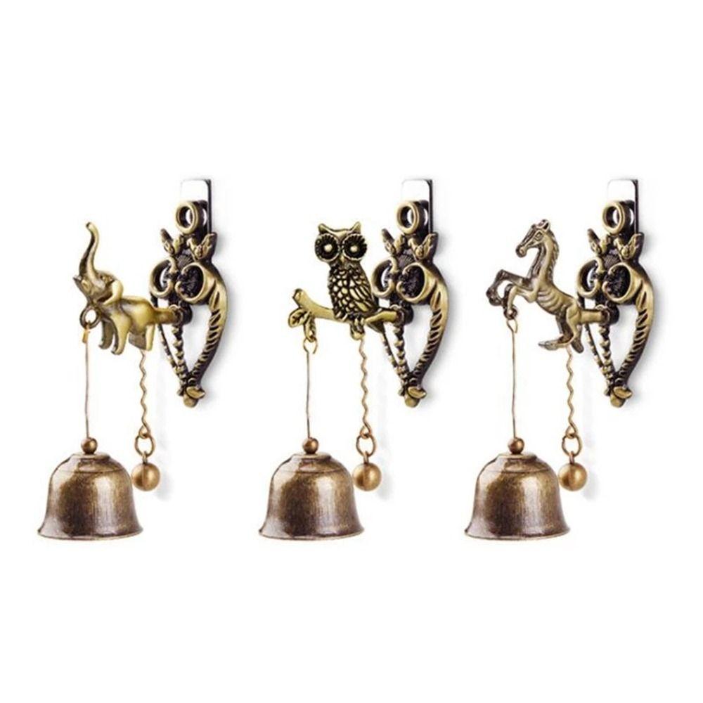 Durable Home Decoration Yard  Decoration Owl shape Mascot Elephant Metal Bell Animal Doorbell Wall Hanging Ornaments Wind Chime