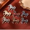 Classic Rhinestone Horse Brooches For Women Zodiac Animal Lapel Pins Casual Party Accessories New Year Gifts Friends