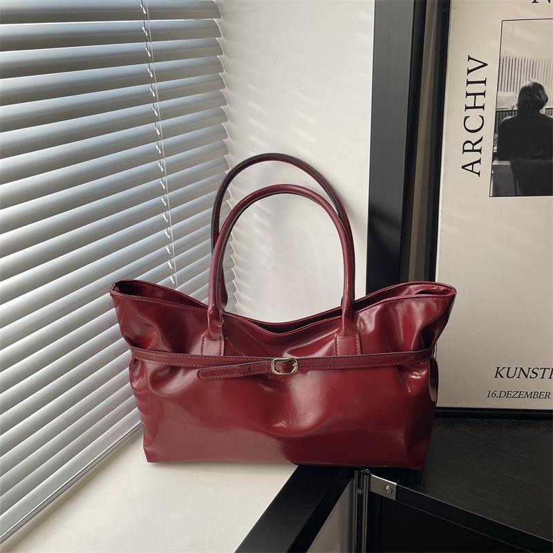 Vintage Pu Tote Bag With Double Shoulder Straps For Daily Casual Use