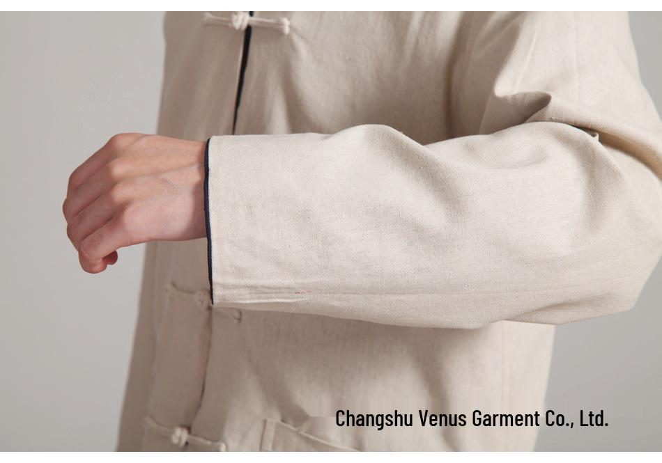 Men's Reversible Cotton and Linen Ethnic Tang Suit, Long Sleeve, 2973 Style