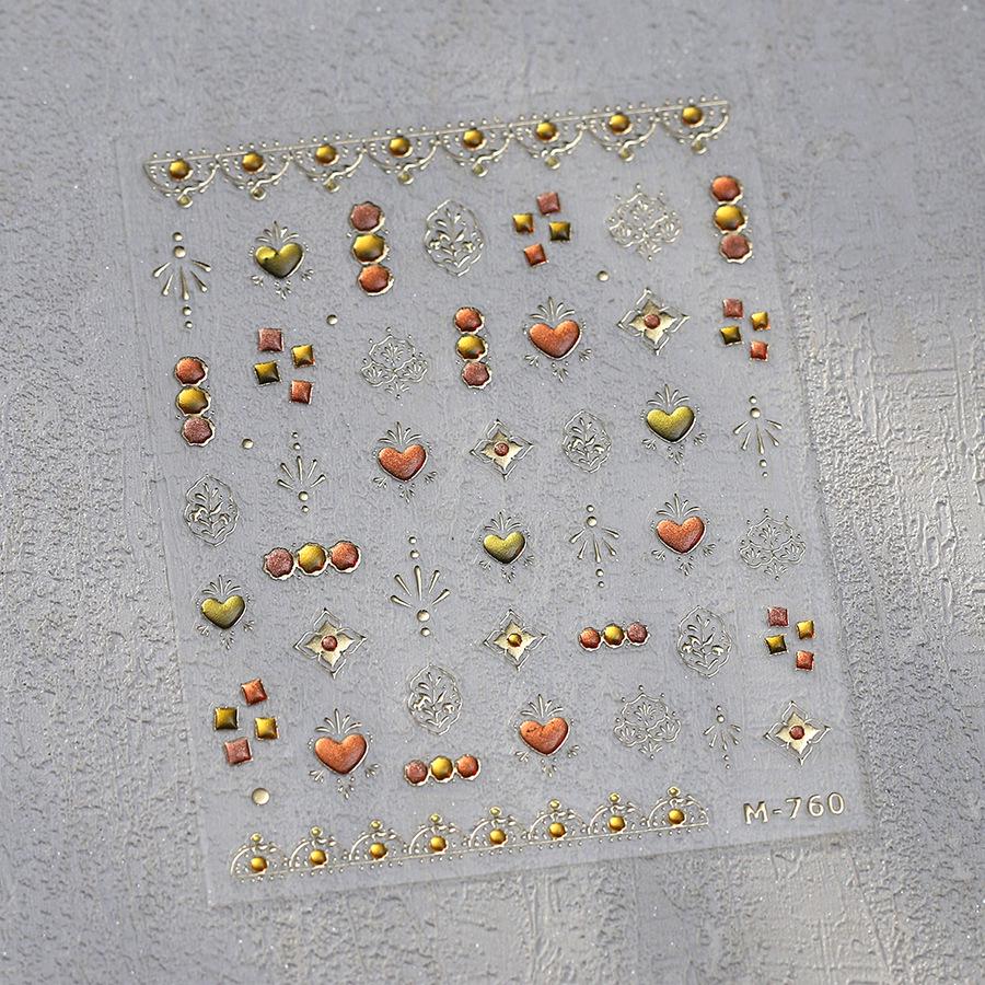 

ТЕНЗОР Матовые 3D наклейки для ногтей - Желейный гель Самоклеящиеся M760-Позолоченные