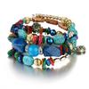 Woman Stylish Multiple Layer Bracelet Rhinestone Turquoise Agate Beads Hand Chain Ornament Festival Birthday Gift